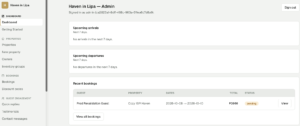 PinasBnb dashboard showing a booking recorded from a Messenger inquiry alongside Airbnb bookings